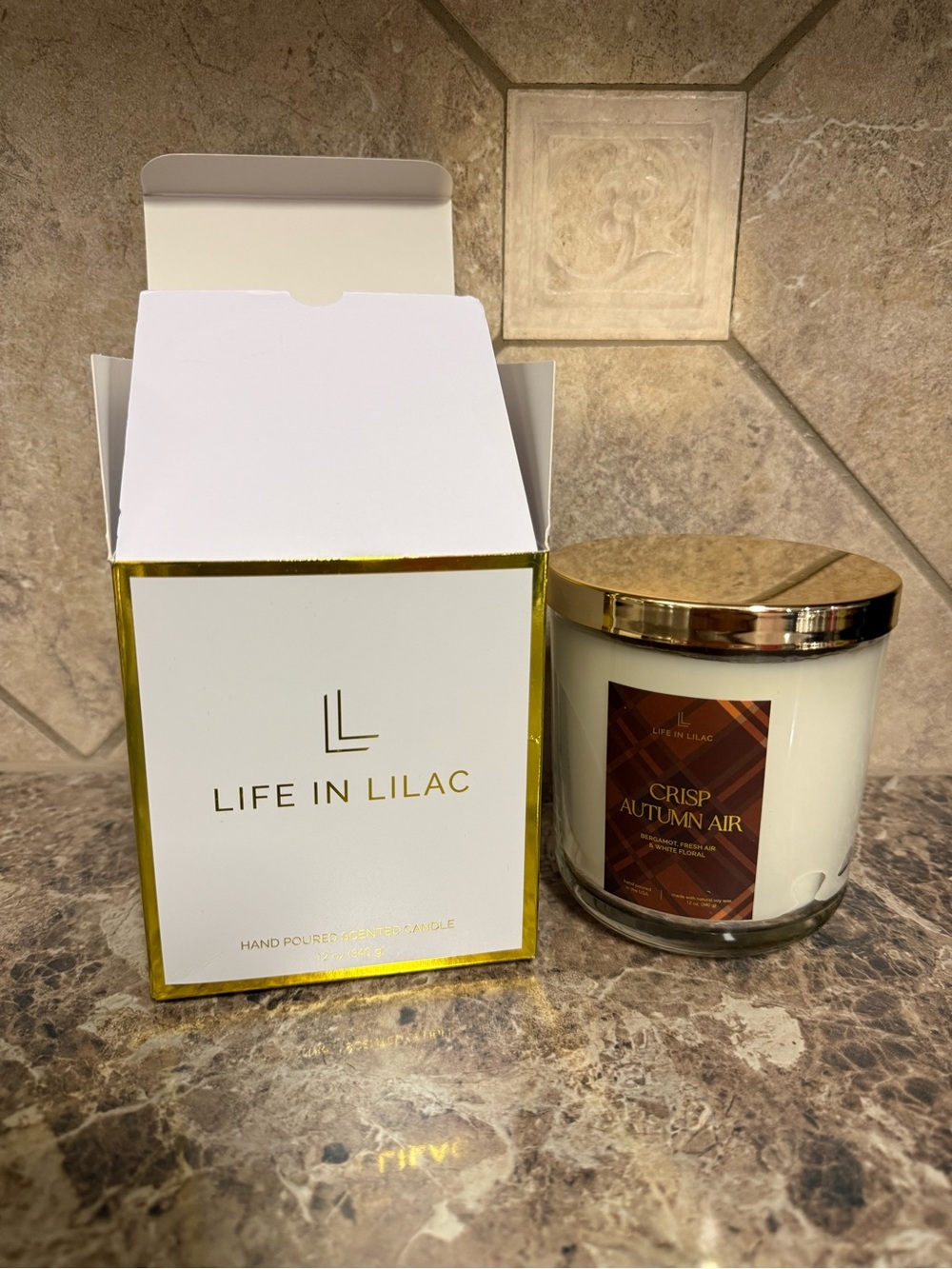 Life in Lilac Crisp Autumn Air Scented Candle - Clear Jar with Gold Lid